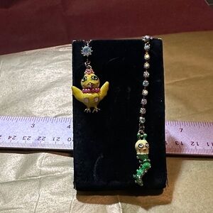 Betsey Johnson Yellow Bird earring and worm earrings set vintage